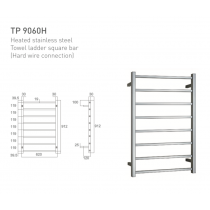 ECT Heated Stainless Steel Towel Ladder Square Bar (Hard Wire Connection)